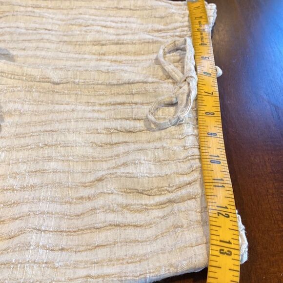 Novi Linen Knubby Slim Pants M/L Cream Striped Drawstring Beach Resort Bali Boho - Picture 6 of 12